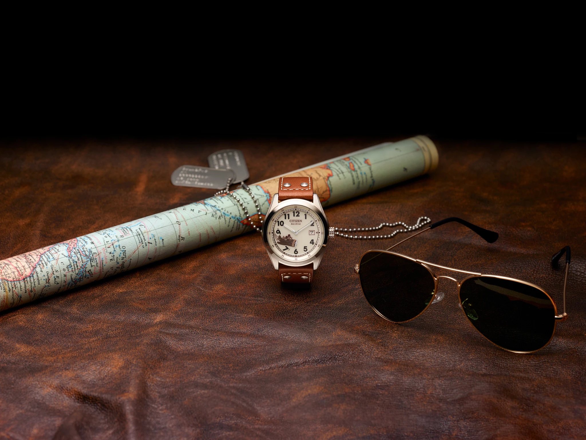 Mickey Aviator Ivory Dial Leather Strap BV1088-08W | CITIZEN